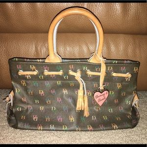 Vintage Dooney & Bourke black w multicolor DB